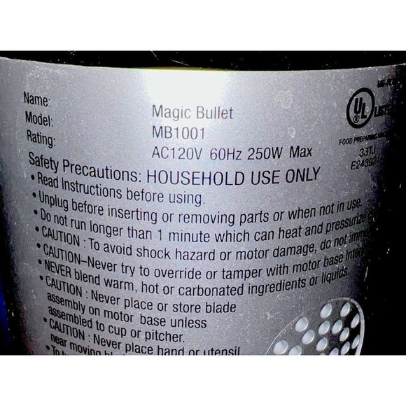 MAGIC BULLET Replacement Base Motor & Blade MB1001 For Parts or Repair Only - Picture 3 of 7